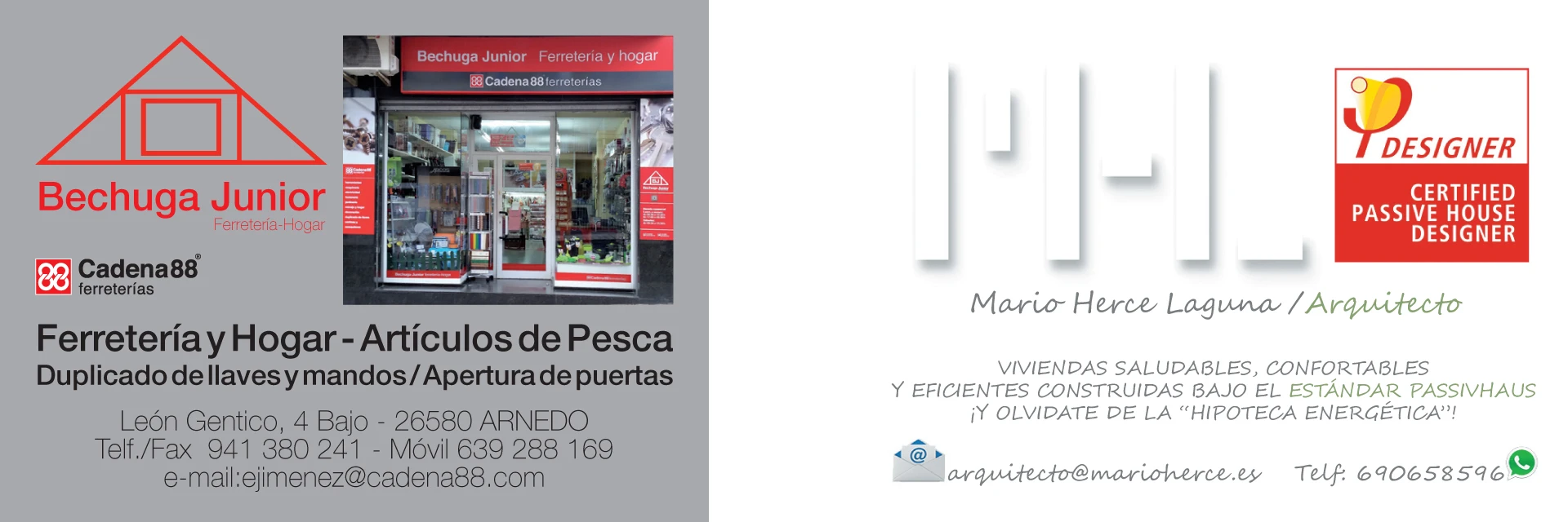 Publicidad de Bechuga Junior Ferretería y Mario Herce Laguna, Arquitecto