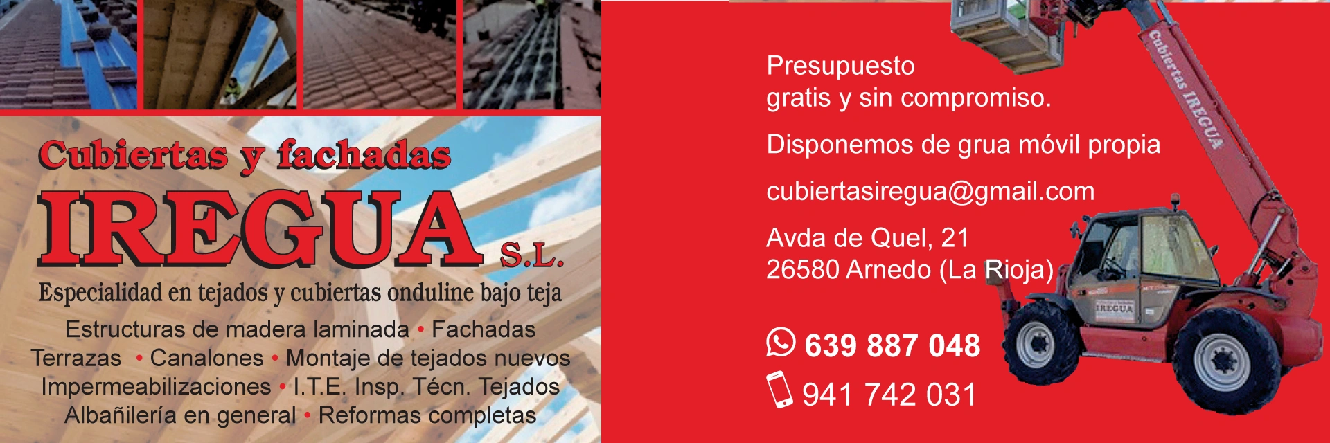 Publicidad de Cubiertas y Fachadas Iregua
