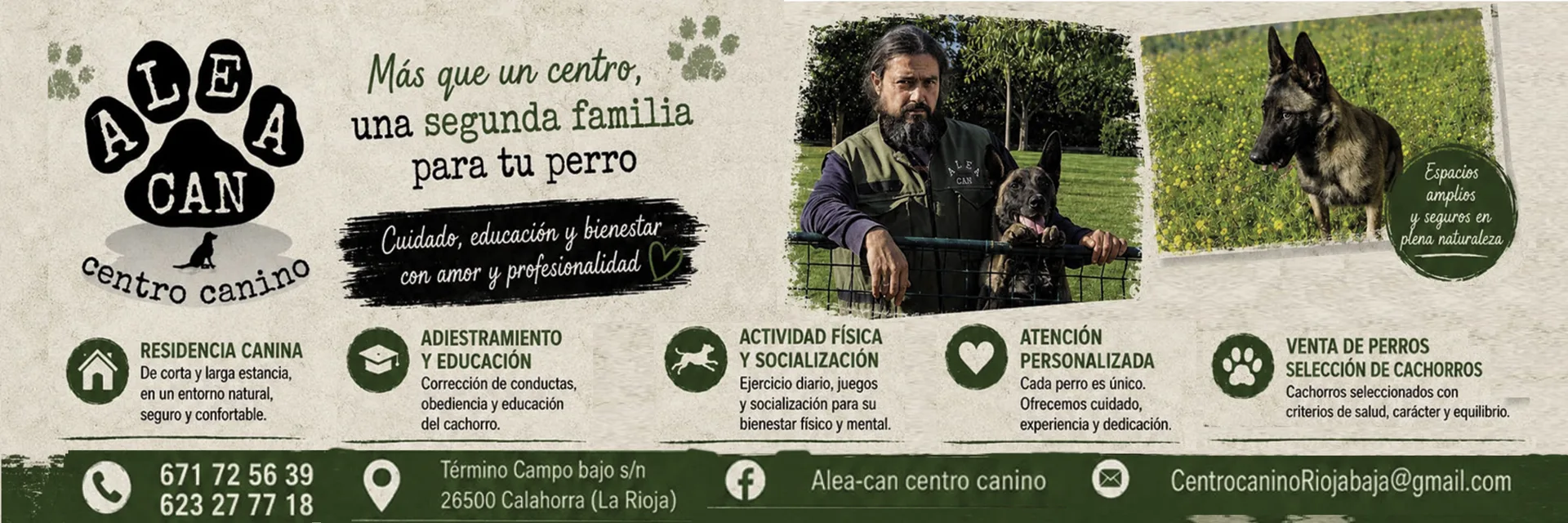 Publicidad de Alea Can Centro Canino