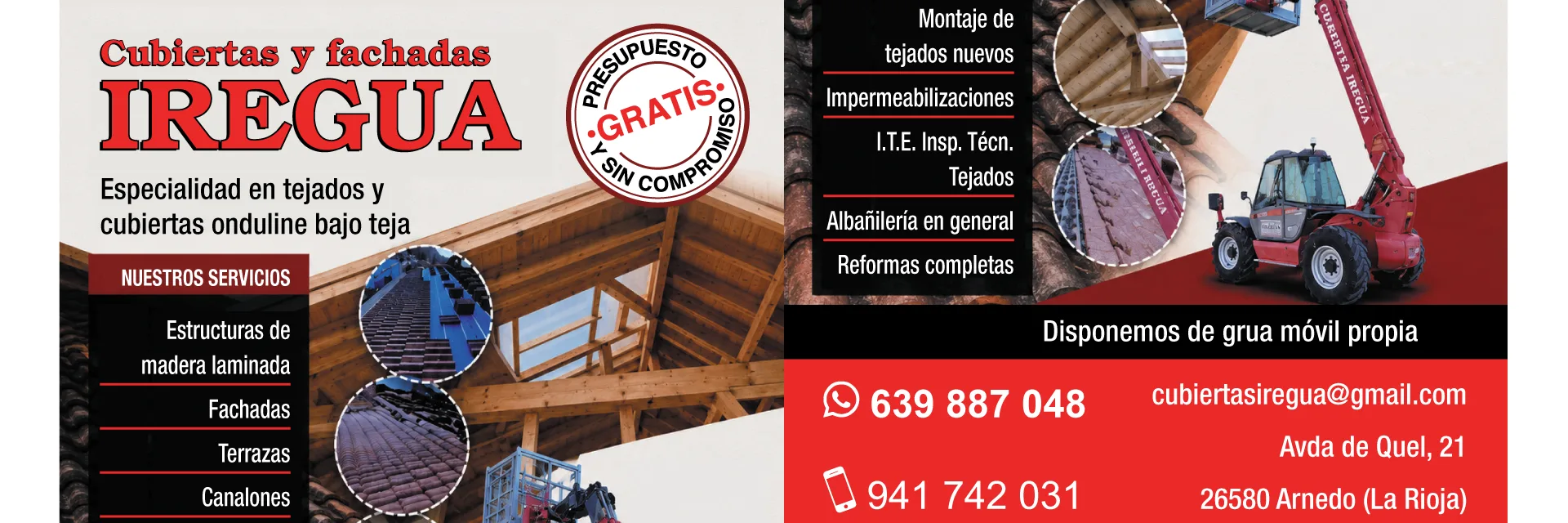 Publicidad de Cubiertas y Fachadas Iregua